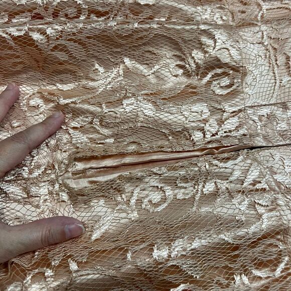 Vintage Handmade Unique Peach Lace Spaghetti Strap Dress - Picture 8 of 9
